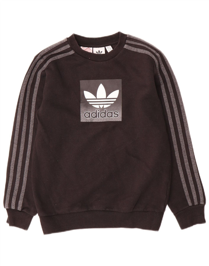Suéter gráfico Adidas Boys 9-10 anos algodão preto