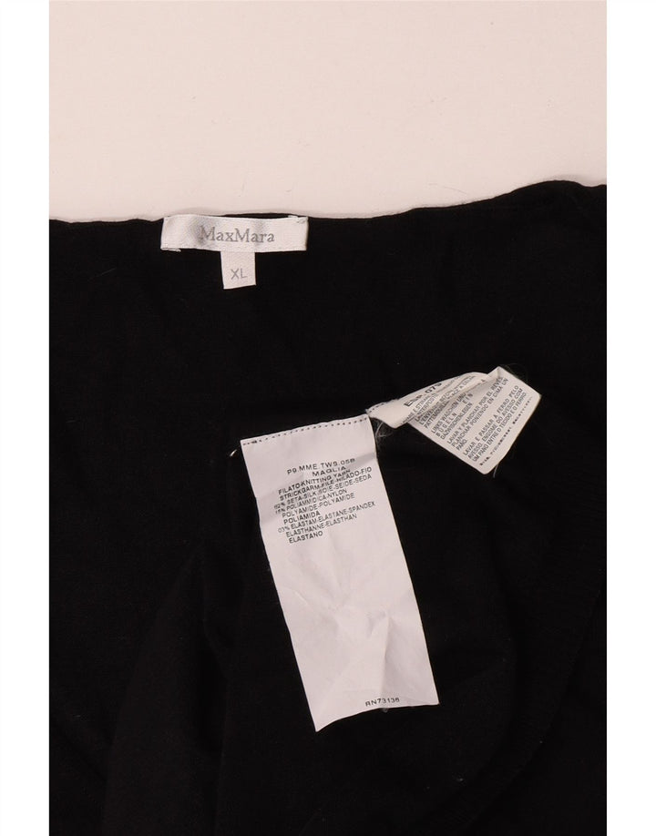 Blusa feminina sem mangas Max Mara UK 18 XL seda preta