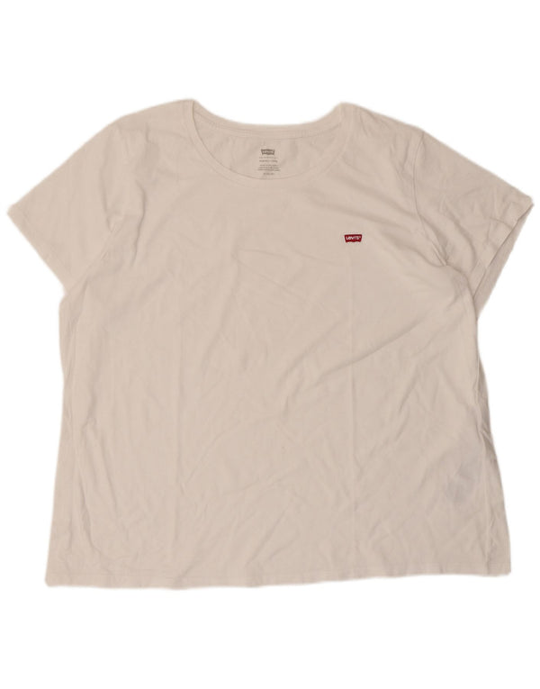 Camiseta feminina LEVI'S Perfect Crew Top UK 20 2XL algodão branco