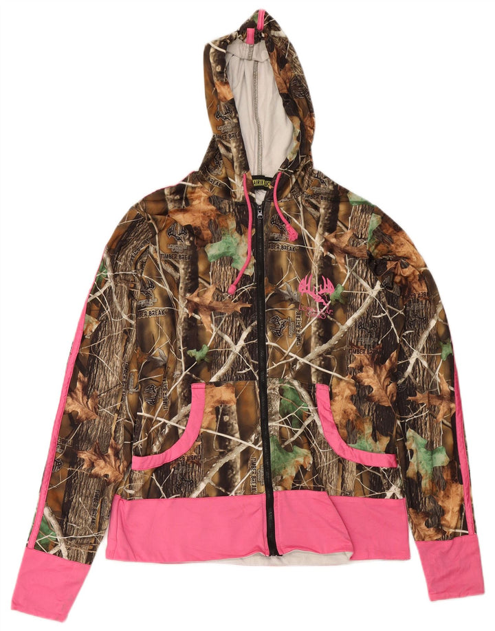 Suéter feminino com capuz e zíper LONGLEAF CAMO Reino Unido 14 camuflagem bege médio