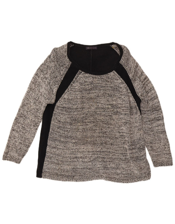 Marks & Spencer Womens Boat Neck Jumper Sweater UK 24 4XL Grey Colourblock