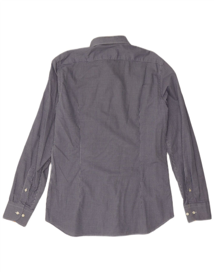 Camisa masculina ALVIERO MARTINI tamanho 16 41 grande algodão guingão azul marinho