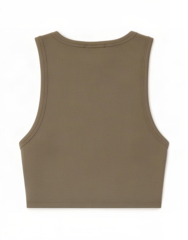 Colete feminino Zara Top UK 12 algodão cáqui médio