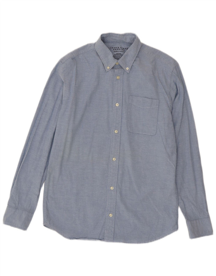 Camisa masculina Jack & Jones de algodão azul médio