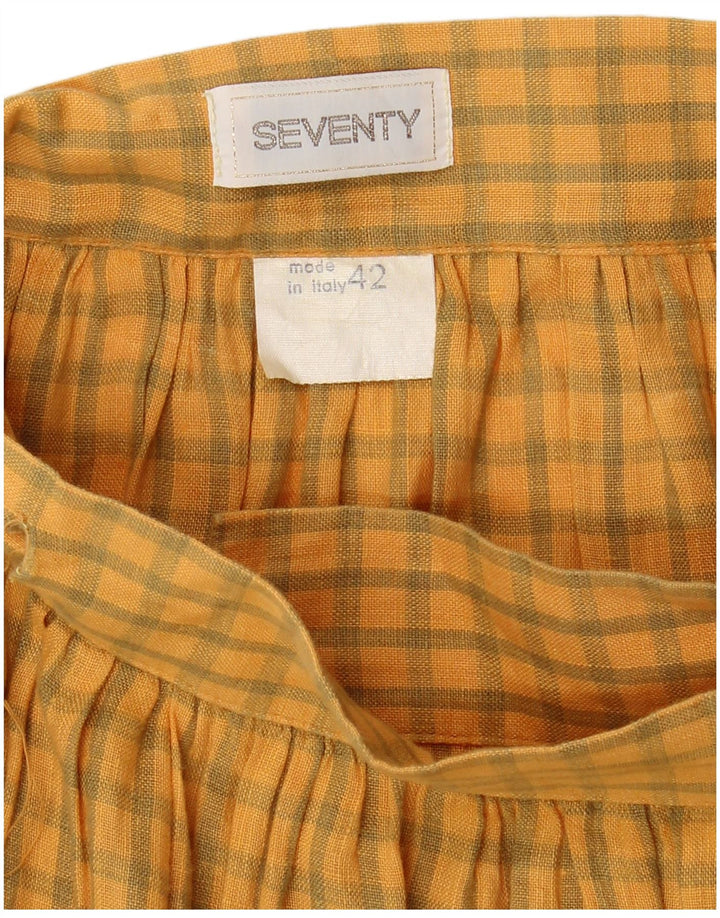 SEVENTY Saia feminina cintura alta envolvente IT 42 médio W26 linho xadrez amarelo