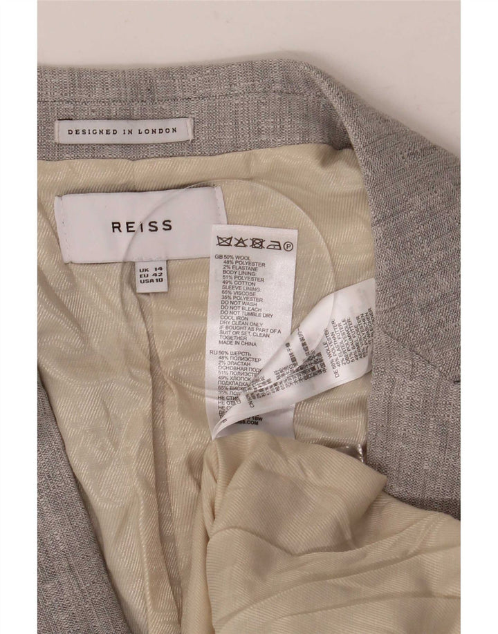 Jaqueta blazer feminina Reiss com 1 botão Reino Unido 14 grande lã cinza