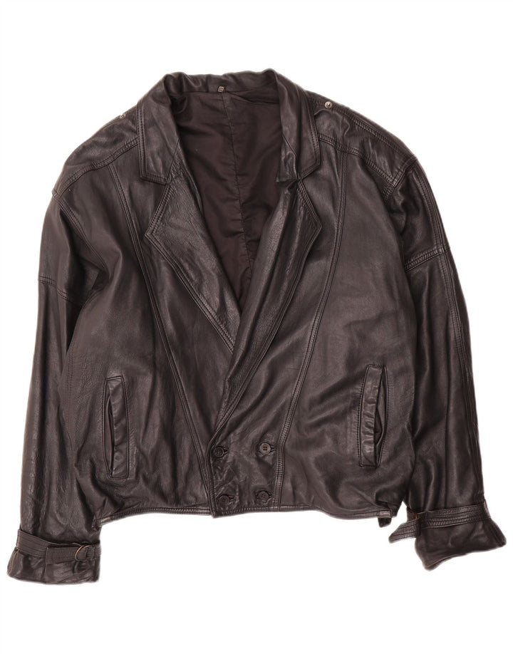 Jaqueta masculina de couro C&A folgada EU 50 grande couro preto