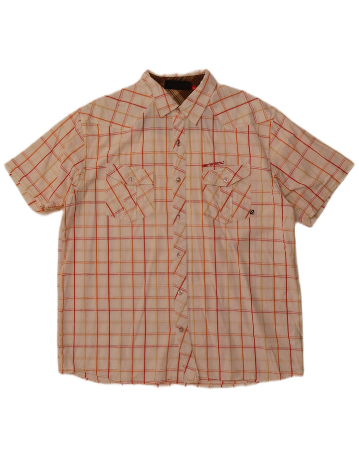 Animal Mens Camisa de manga curta XL Off White Check Cotton