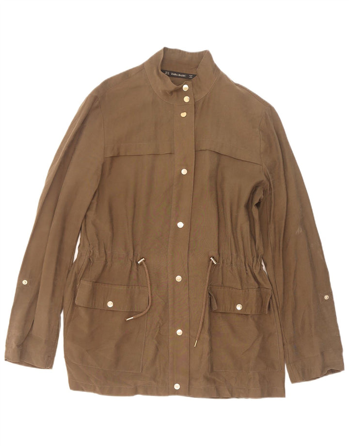 Jaqueta utilitária feminina Zara UK 14 Viscose cáqui médio