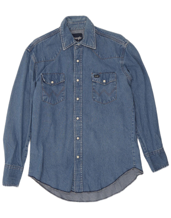 Camisa jeans masculina Wrangler azul médio