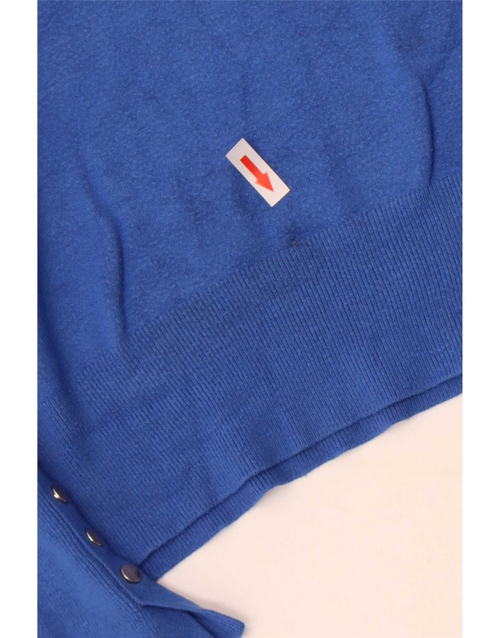 Suéter feminino Zara com gola canoa UK 12 viscose azul médio