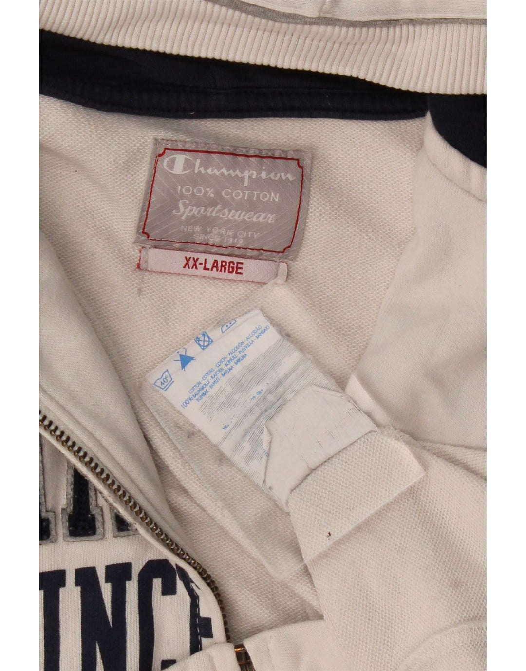 Suéter masculino Champion com capuz e zíper gráfico 2XL algodão branco