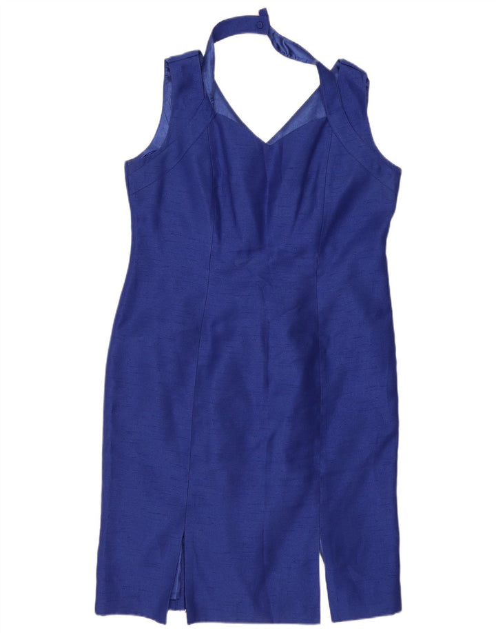 Jaques Vert Vestido feminino sem mangas com bainha UK 16 Poliéster azul grande