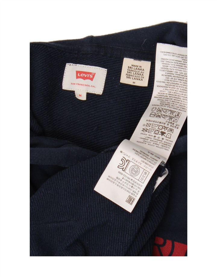 LEVI'S Mens Graphic Hoodie Jumper Medium Navy Blue Cotton Vintage Levi's and Second-Hand Levi's from Messina Hembry 