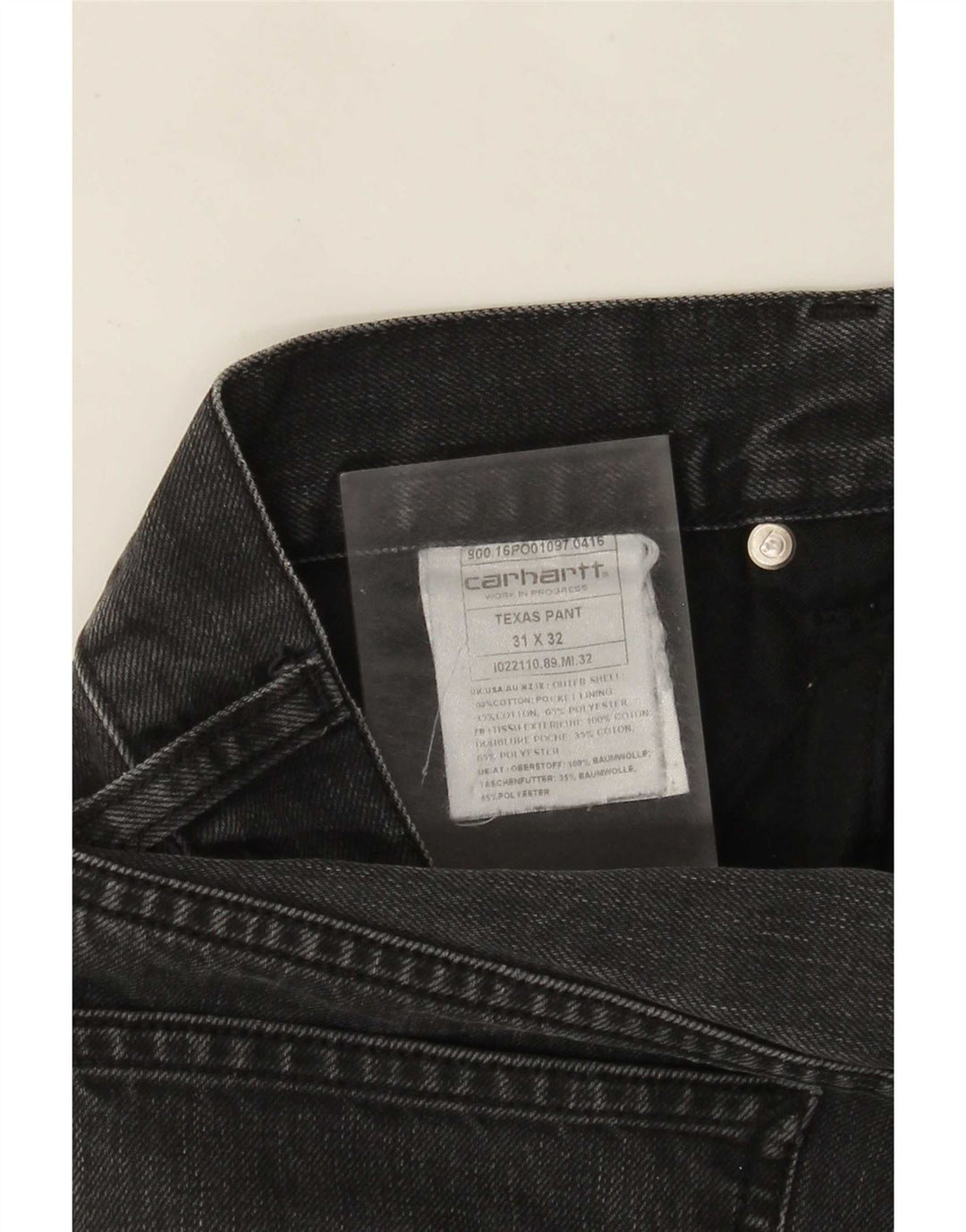 Carhartt Mens Straight Jeans W31 L28 Algodão Cinza