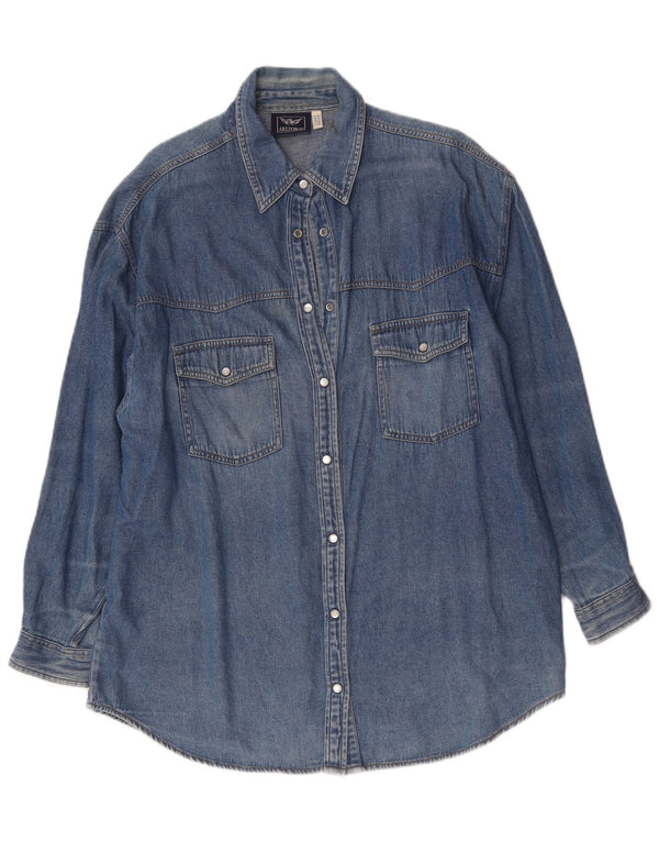 Camisa jeans grande Arizona feminina UK 18 XL algodão azul