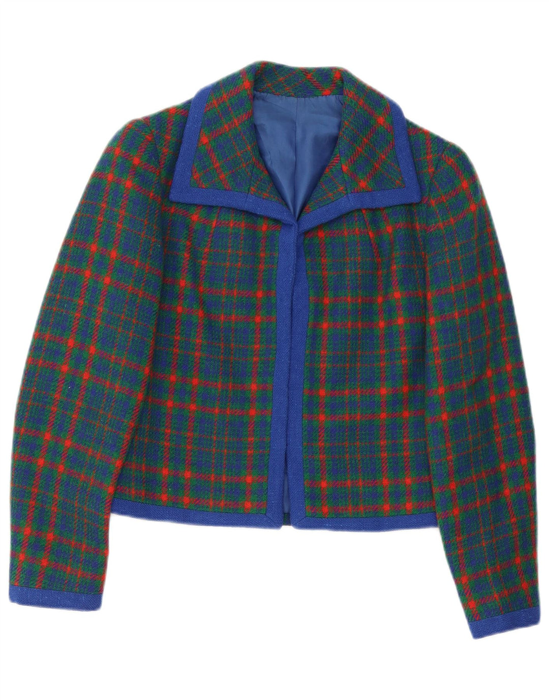 Jaqueta Blazer Feminina Vintage UK 10 Pequena Xadrez Verde Retro