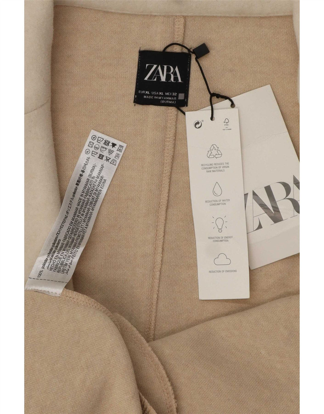 Zara Womens Open Trench Coat UK 18 XL Bege Poliéster