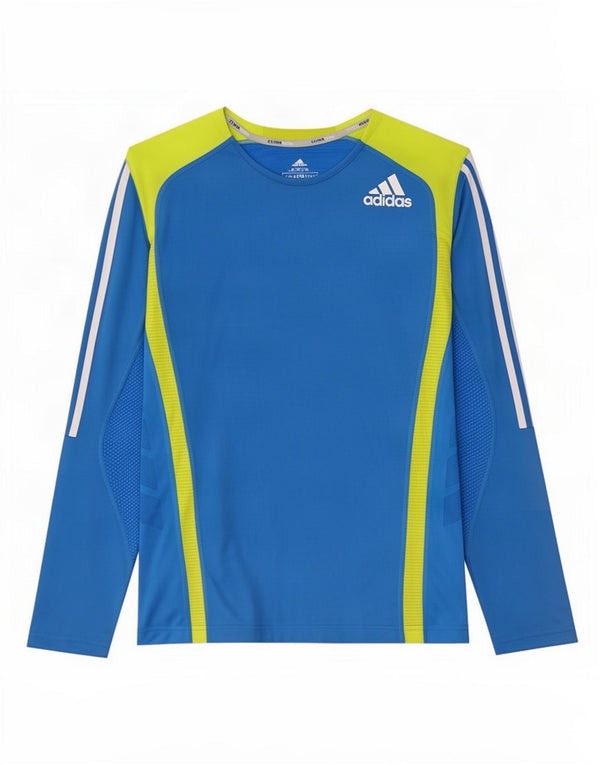 Adidas Mens Climacool Regular Fit Top Manga Longa Grande Bloco Colorido Azul