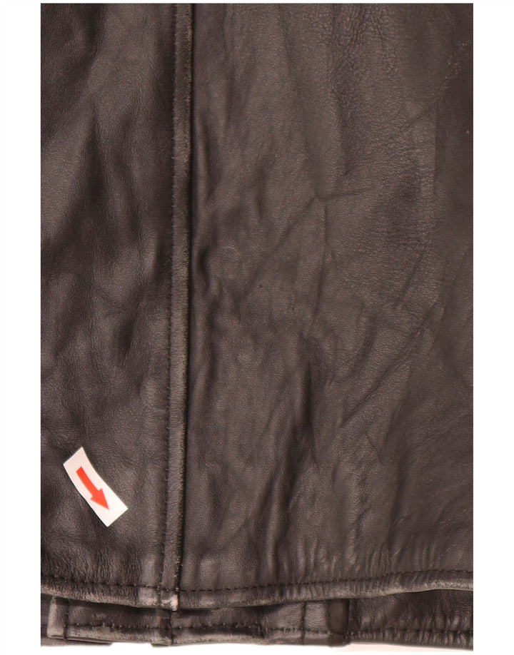 Jaqueta de couro masculina vintage UK 44 2XL couro preto