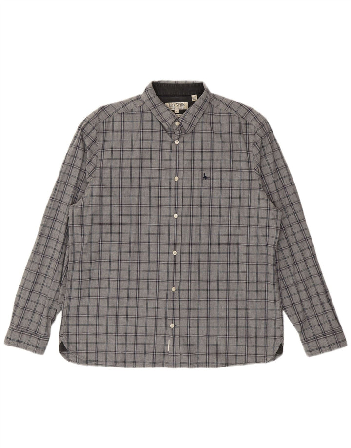 Camisa masculina Jack Wills Classic Fit XL cinza xadrez algodão