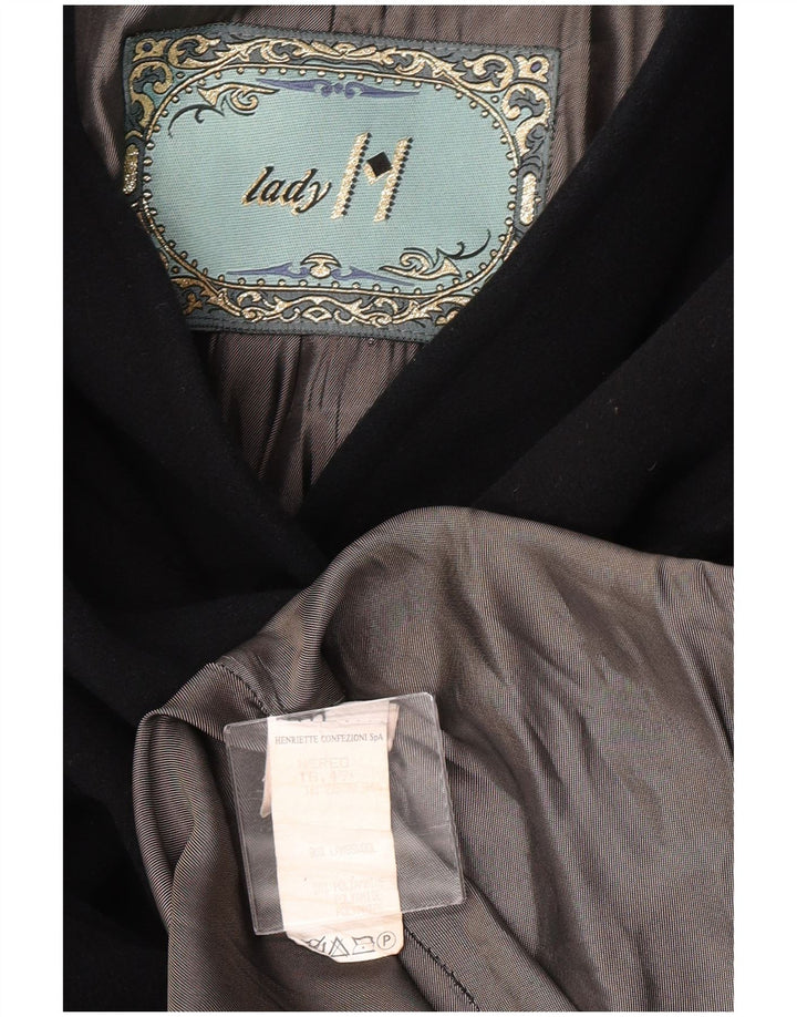 LADY H. Sobretudo feminino oversized IT 49 XL lã de cordeiro preta