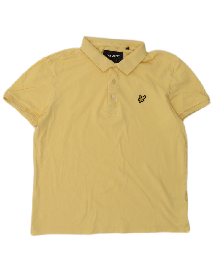 Camisa polo masculina Lyle & Scott de algodão amarelo médio