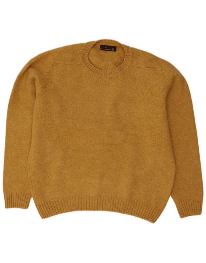 Zara Suéter masculino com gola redonda XL lã amarela