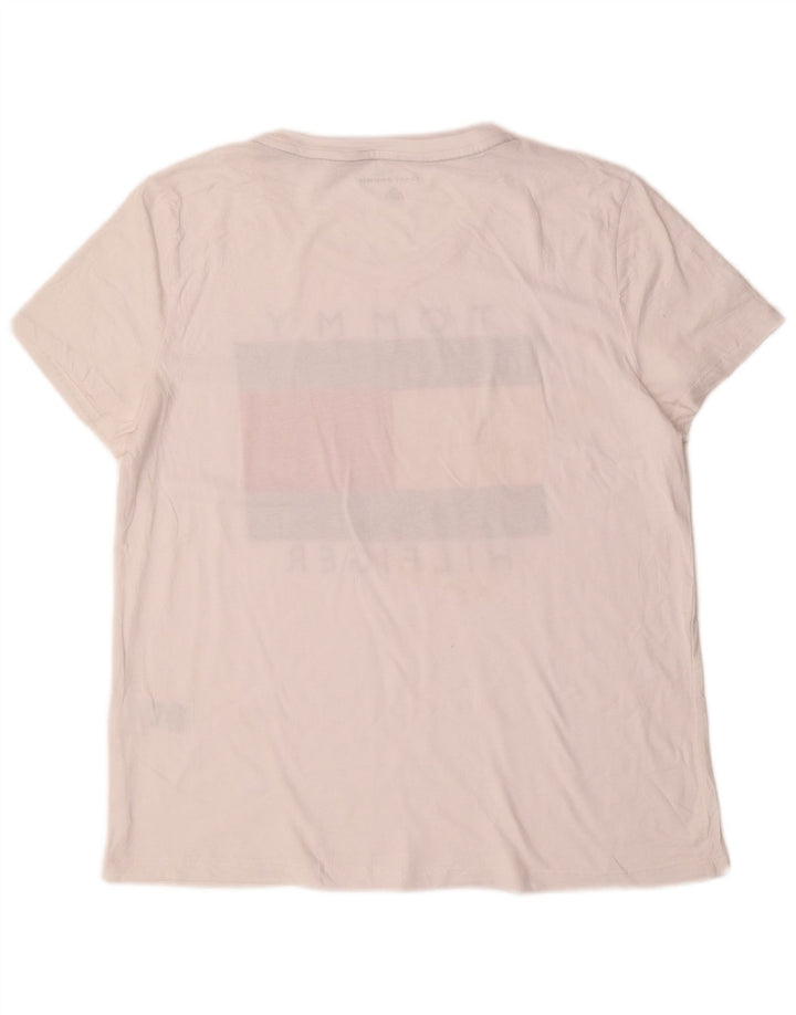 Camiseta feminina TOMMY HILFIGER com estampa gráfica Reino Unido 16 grande algodão branco