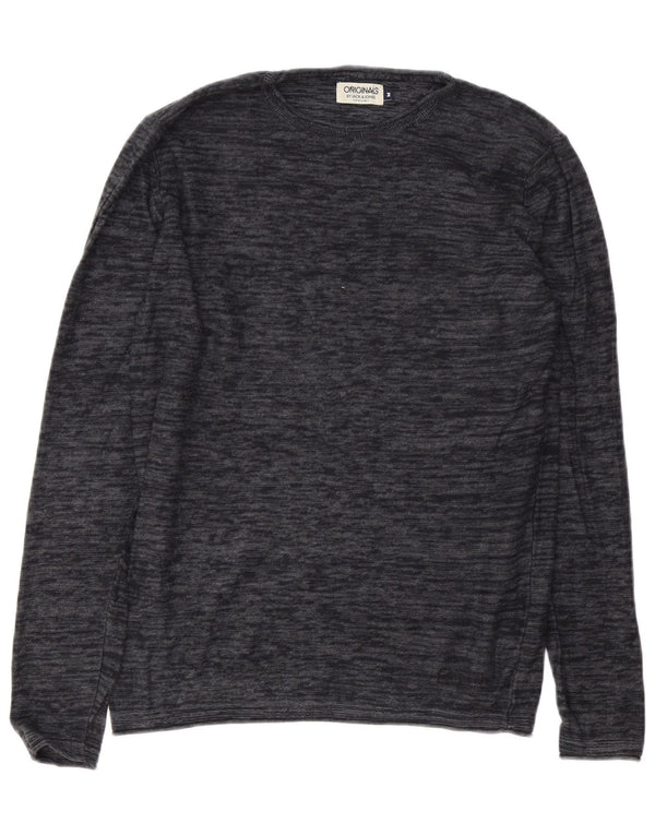 Suéter masculino Jack & Jones com ajuste regular e gola canoa cinza médio manchado