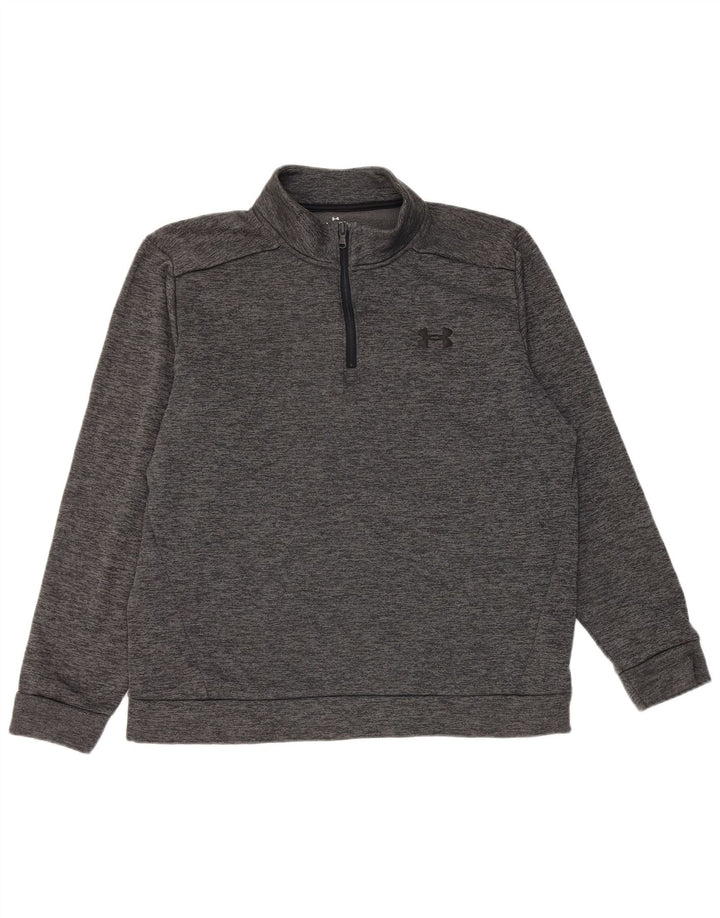 Moletom masculino Under Armour com zíper e gola XL em poliéster manchado cinza