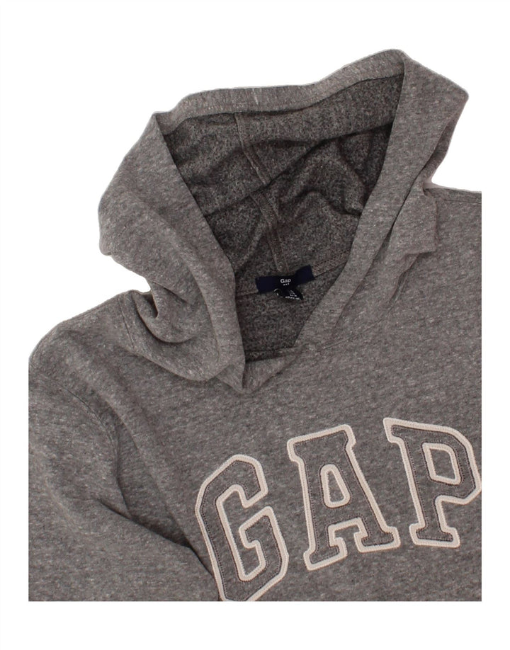 GAP Womens Crop Graphic Hoodie Jumper UK 14 Medium Grey Cotton Vintage Gap and Second-Hand Gap from Messina Hembry 