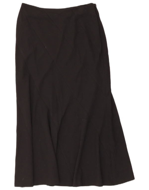 Saia midi feminina de cintura alta Marks & Spencer Reino Unido 12 médio W30 preta