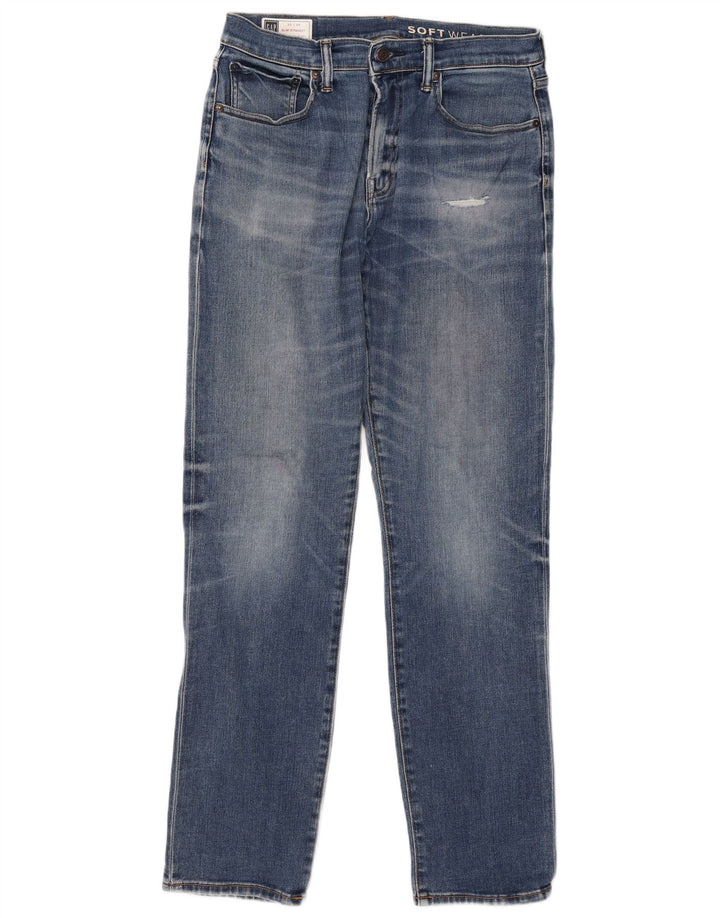 Gap Mens Jeans Distressed Slim Straight W32 L34 Azul Algodão