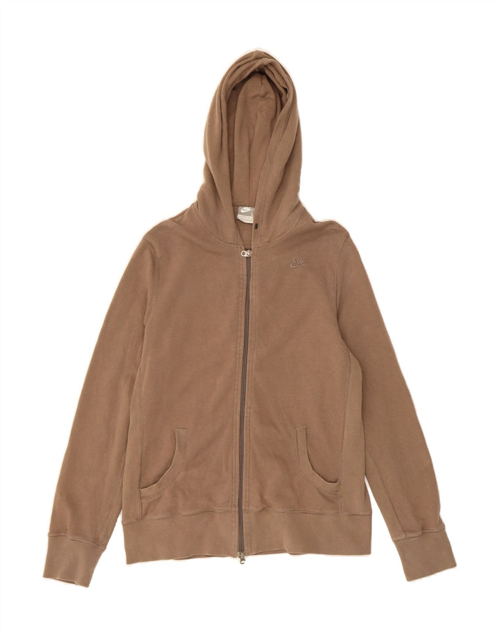 NIKE Womens Zip Hoodie Sweater US 12/14 Large Brown Cotton Vintage Nike and Second-Hand Nike from Messina Hembry 