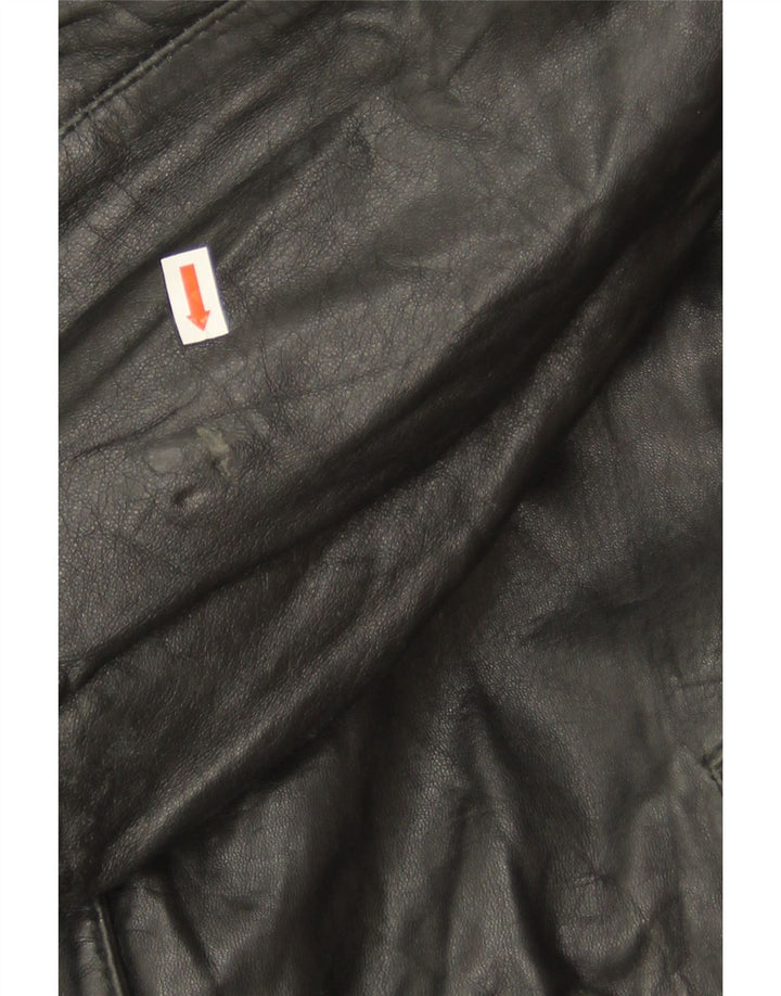 Casaco de couro superdimensionado feminino vintage IT 46 couro preto grande
