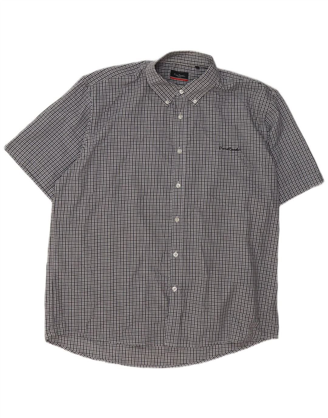 Camisa masculina Pierre Cardin Regular Fit 3XL poliéster xadrez cinza