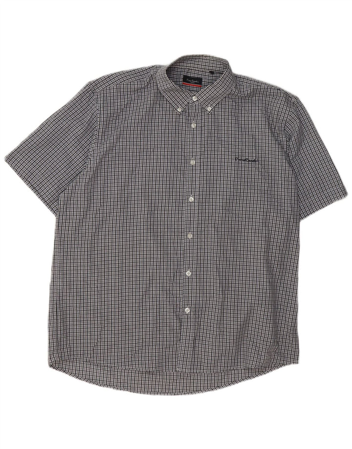 Camisa masculina Pierre Cardin Regular Fit 3XL poliéster xadrez cinza
