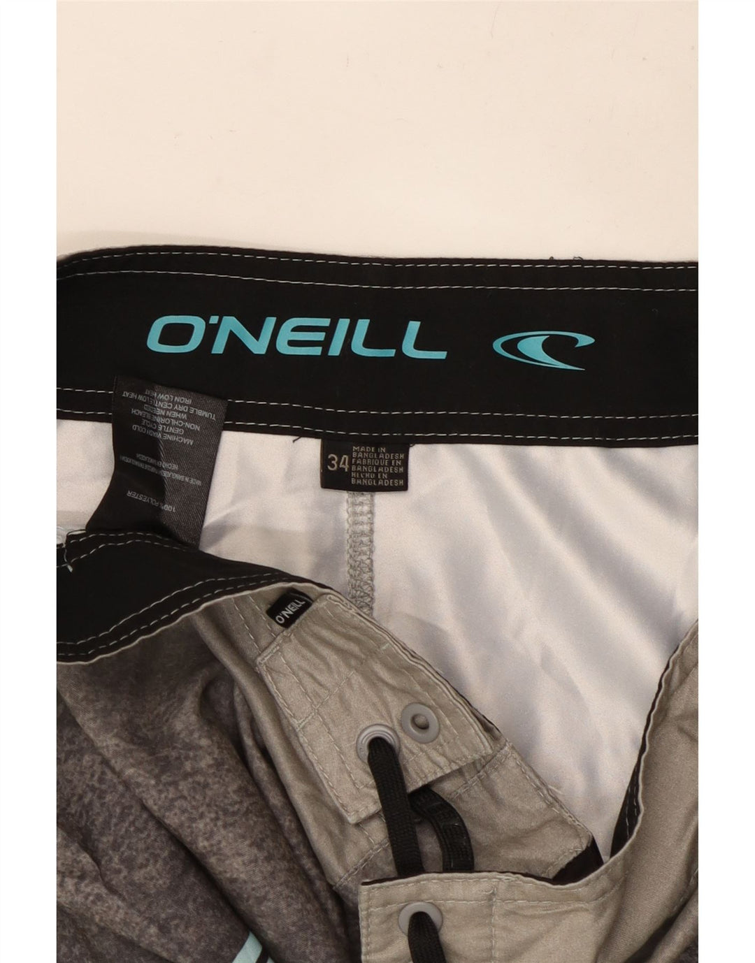 Shorts de natação masculino O'Neill grande praia de poliéster listrado cinza