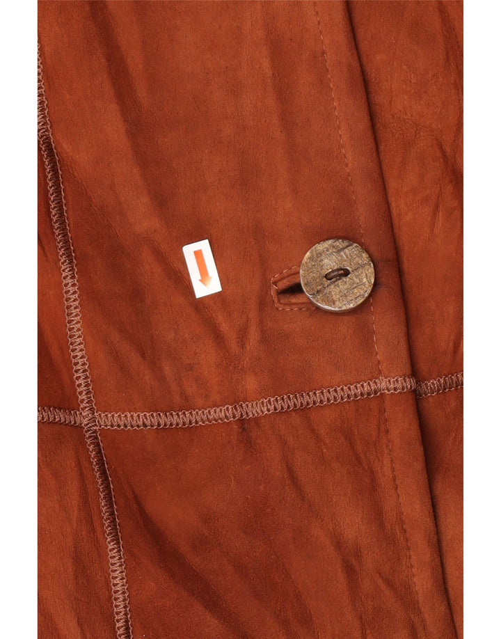 Casaco feminino VINTAGE de shearling IT 44 couro marrom médio