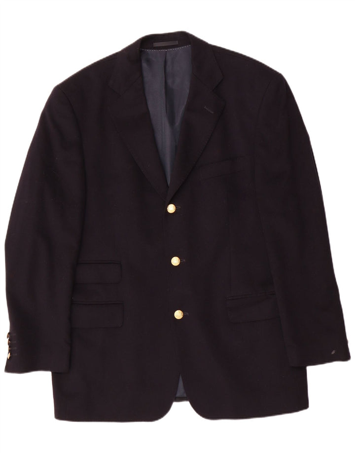 Jaqueta blazer masculina de 3 botões Daniels & Korff IT 50 grande caxemira azul marinho