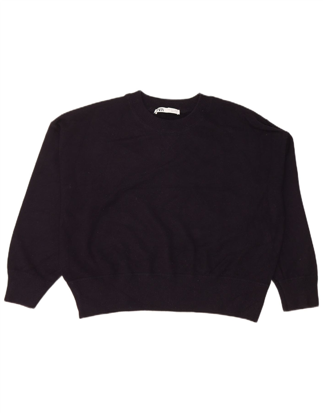Suéter Zara feminino cropped oversized Reino Unido 16 grande azul marinho viscose