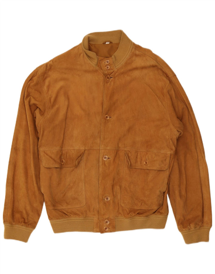 Jaqueta bomber masculina vintage de camurça IT 56 3XL couro marrom