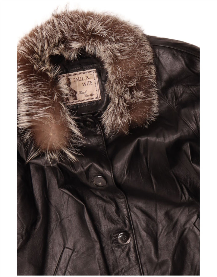 Casaco de couro feminino PAUL & WITE UK 20 2XL couro preto
