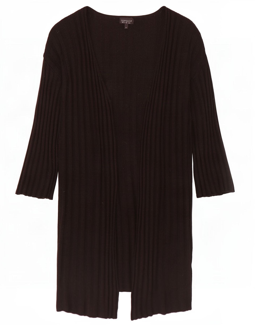 Topshop suéter feminino oversized longline aberto cardigan Reino Unido 10 pequeno preto