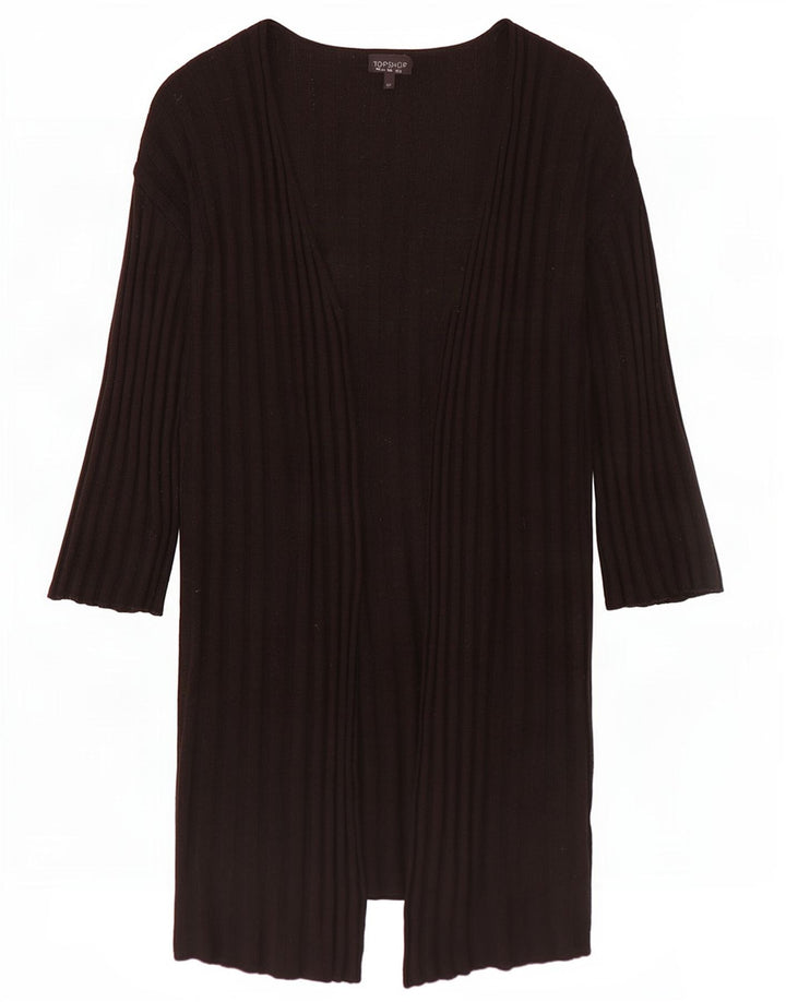 Topshop suéter feminino oversized longline aberto cardigan Reino Unido 10 pequeno preto