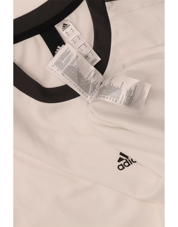 Camiseta masculina Adidas Climalite Top médio branco colorblock poliéster