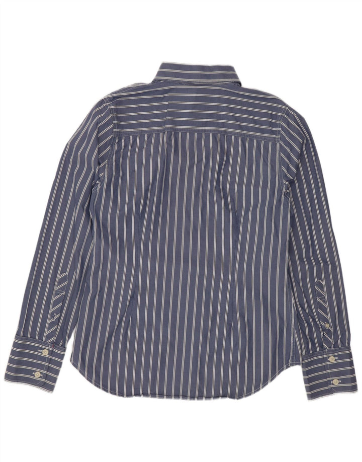 Camisa feminina Superdry grande algodão listrado azul clássico