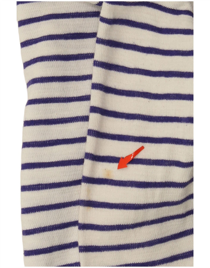 Suéter cardigã feminino aberto JOULES Reino Unido 8 pequeno algodão listrado branco