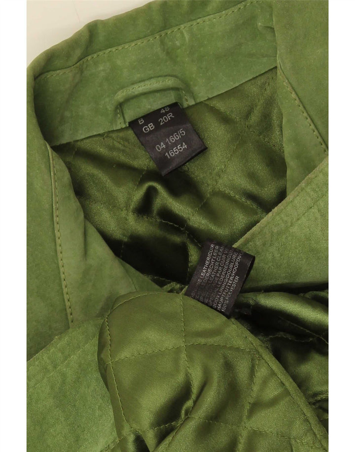 Jaqueta blazer feminina vintage de camurça com 4 botões Reino Unido 20 2XL couro verde